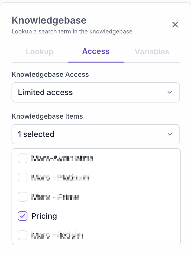 Knowledgebase Access Settings