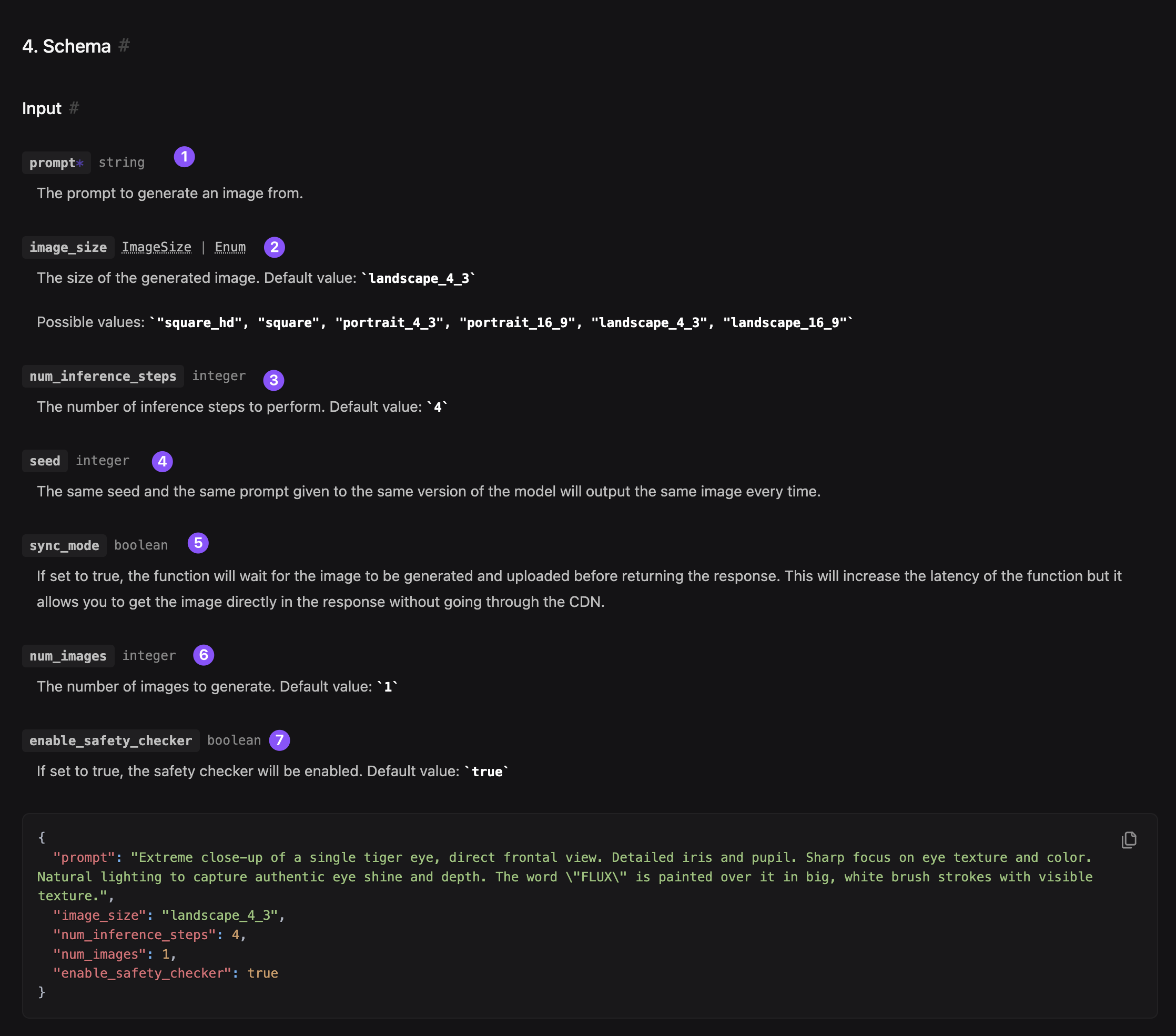 Fal.ai FLUX Schnell API settings