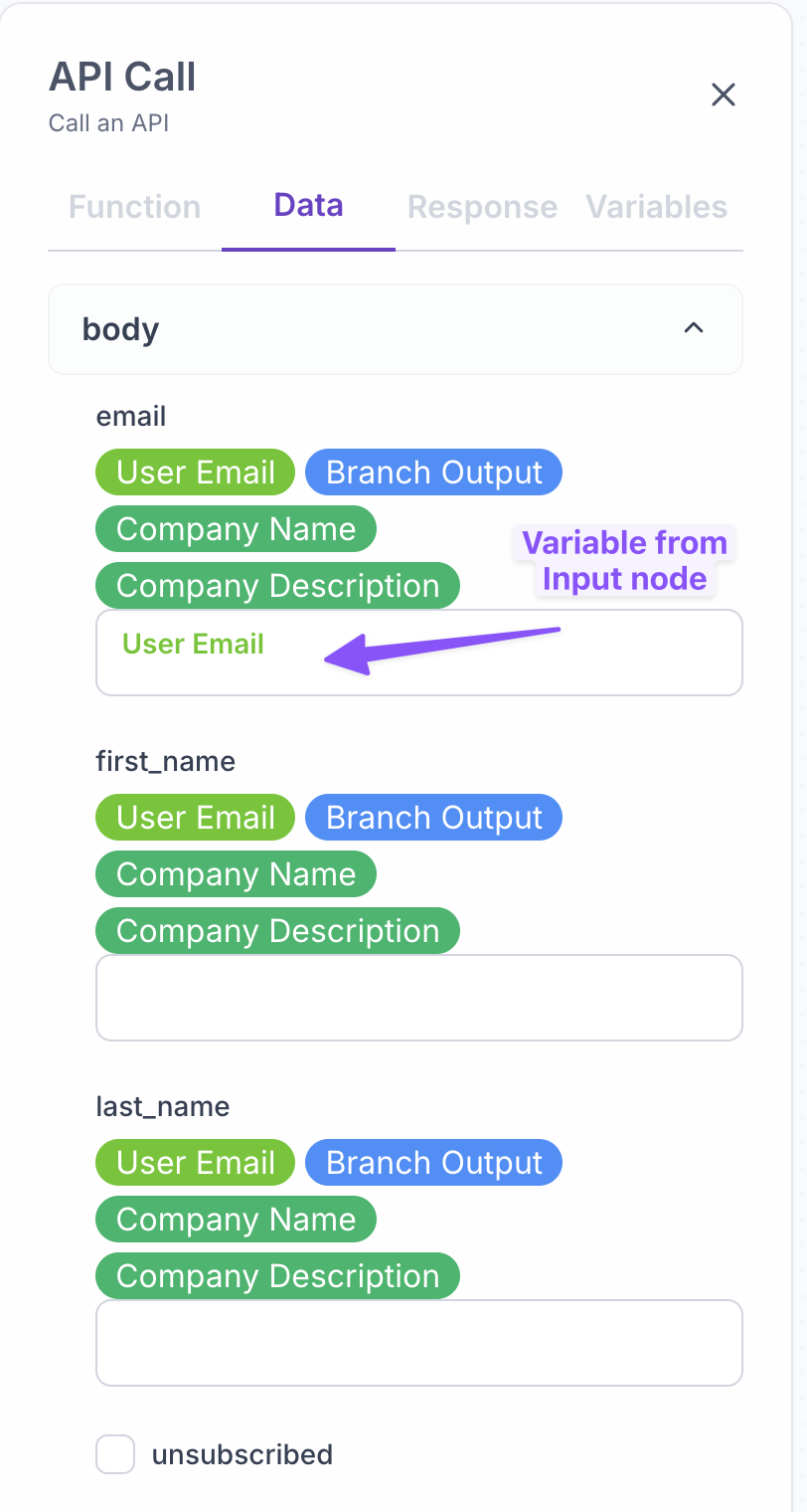 Setup Resend API Action Request Body