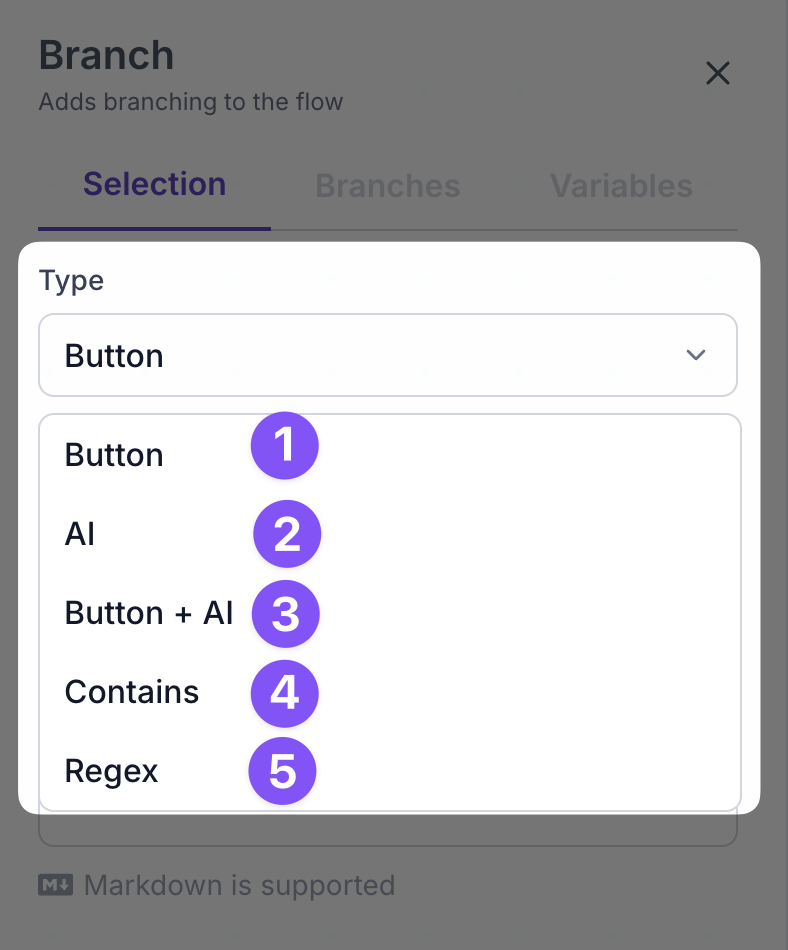 Branch Selection Options